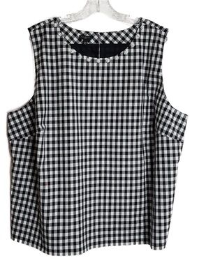 Talbots Black & White Gingham Jewel-Neck Sleeveless Top Size 18W